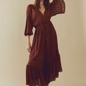 Free People Burgundy Angela Jumpsuit